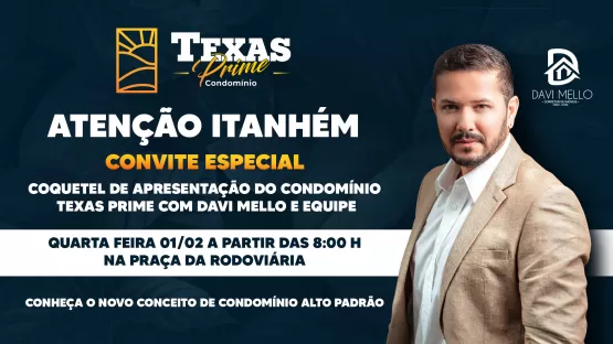 Nesta quarta-feira (01/02) a equipe do Grupo Davi Mello estará em Itanhém apresentando o Condomínio Texas Prime 