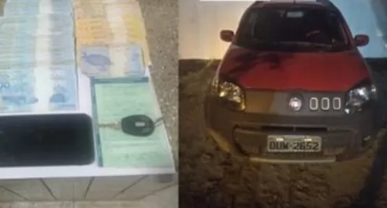 Carro roubado na zona rural de Itanhém é apreendido pela PM, em Teixeira de Freitas