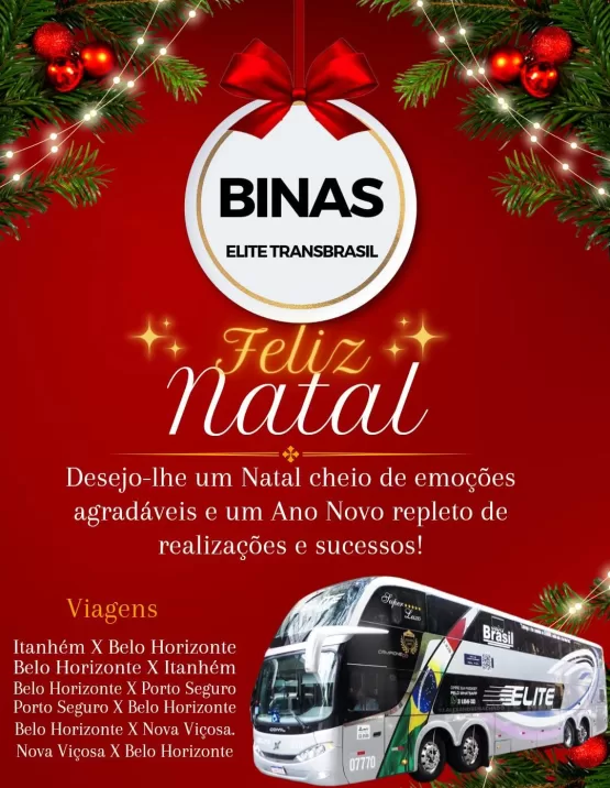 Binas da Elite TransBrasil deseja a todos um Feliz Natal e Próspero Ano Novo 