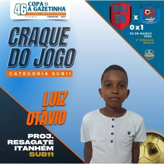 Luiz Otávio, do Projeto Resgate Itanhém, se destaca na Copa Gazetinha de Futebol Infantojuvenil