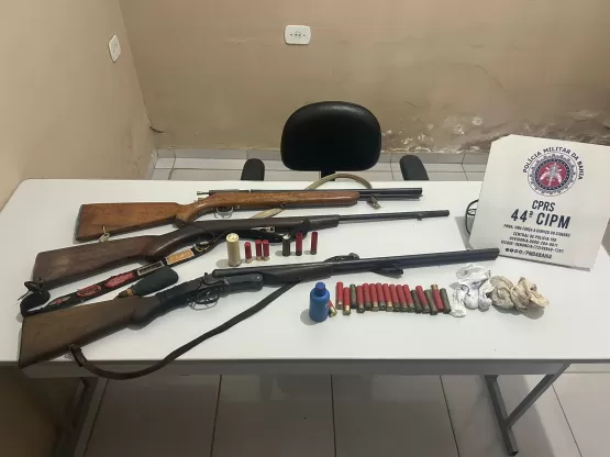 Policiais Militares Apreendem Armas em Ocorrência de Desentendimento entre Vizinhos na Zona Rural de Itanhém