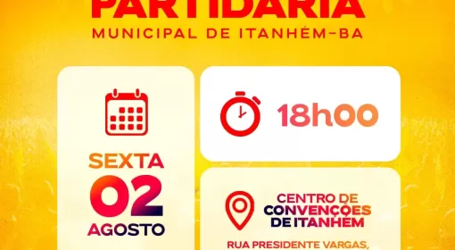 A comissão provisória municipal do Partido Socialista Brasileiro (PSB) convoca filiados para congresso municipal em Itanhém-BA