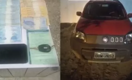 Carro roubado na zona rural de Itanhém é apreendido pela PM, em Teixeira de Freitas