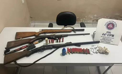 Policiais Militares Apreendem Armas em Ocorrência de Desentendimento entre Vizinhos na Zona Rural de Itanhém